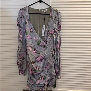 For Love And Lemons Floral Mini Dress in Gray and Purple
